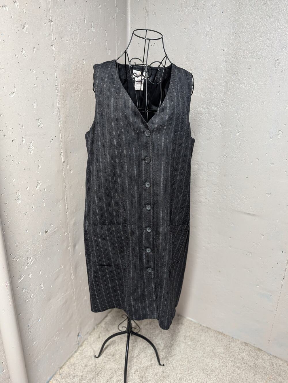 Vintage Worthington Wool Blend Pinstripe Vest Dress Button Front / Blazer dress